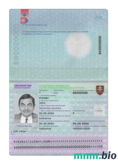 Szablon paszportu Słowacji w wersji 3 w formacie PSD
